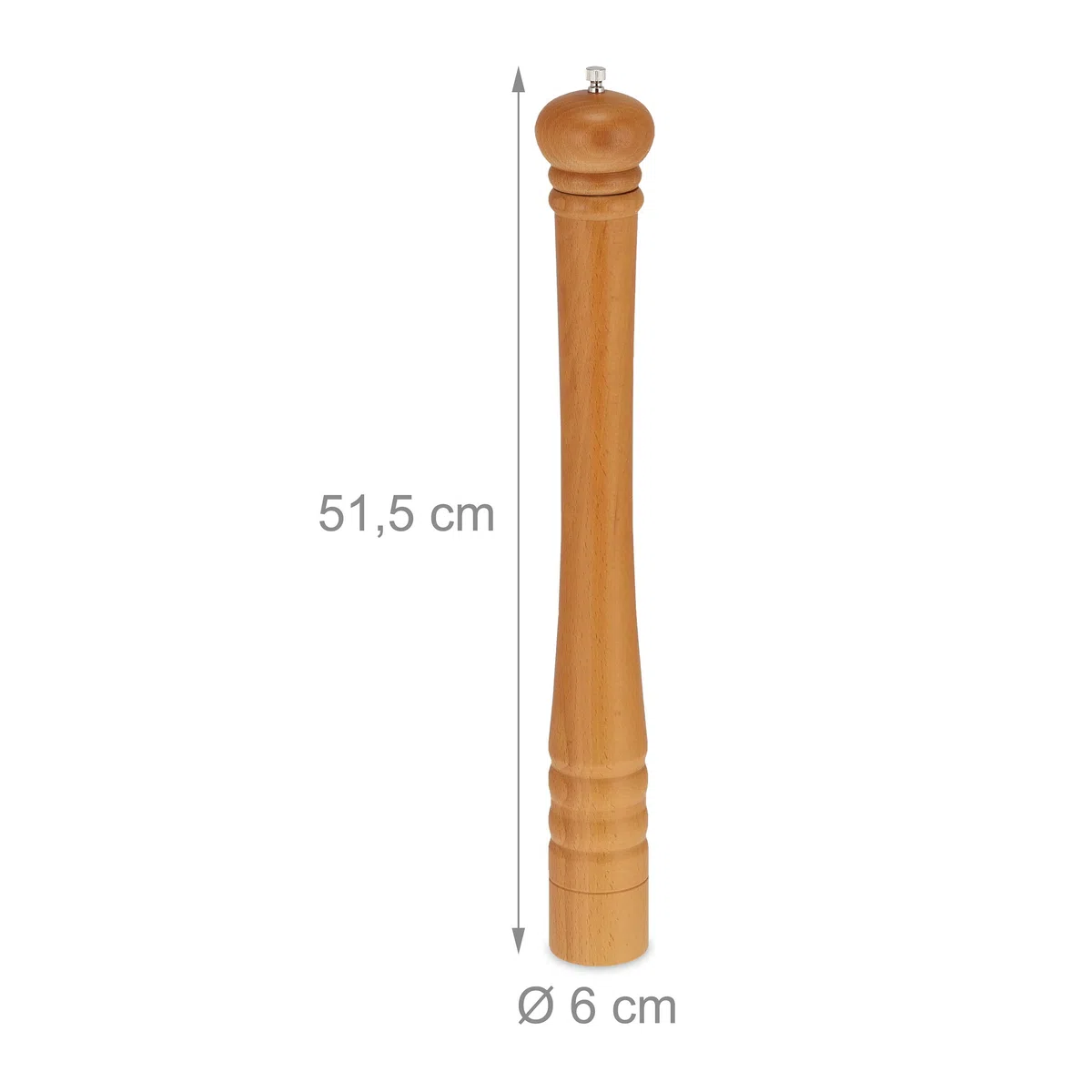 Relaxdays Macina Sale e Pepe in Legno, Macinino in Ceramica, Grande HxD: 51,5 x 6 cm, Macinaspezie Classico, Naturale