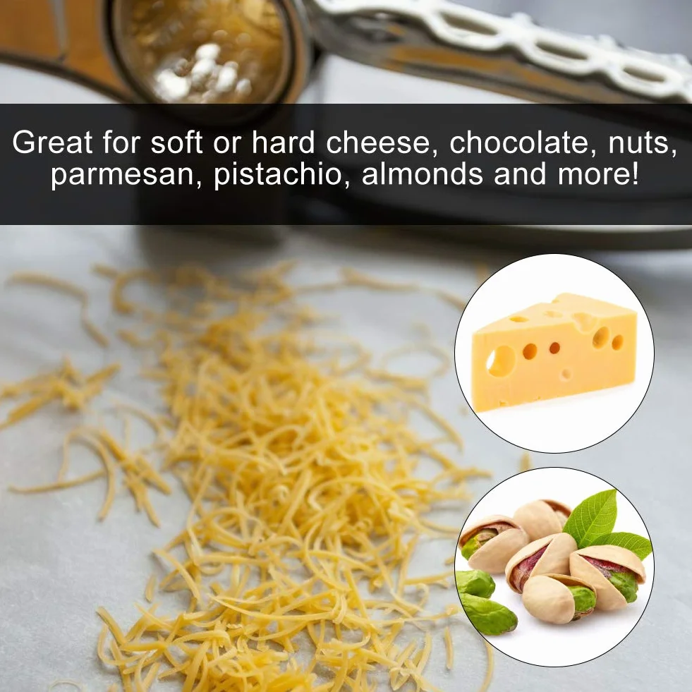 Grattugia per Formaggio a Manovella in Acciaio Inossidabile per Grattugiare, Grattugiare e Affettare, Ideale per gli Appassionati di Lavabile in Lavastoviglie, 3 Tamburi