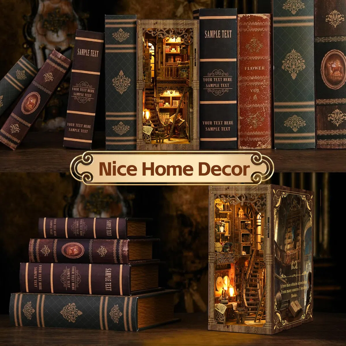 Kit Book Nook DIY per Adulti, Modellismo 3D Creativo per Decorare Librerie, Kit Casa Miniatura con Luce LED, Idea Regalo Creativa per Adulti e Adolescenti a Partire dai 14 Anni