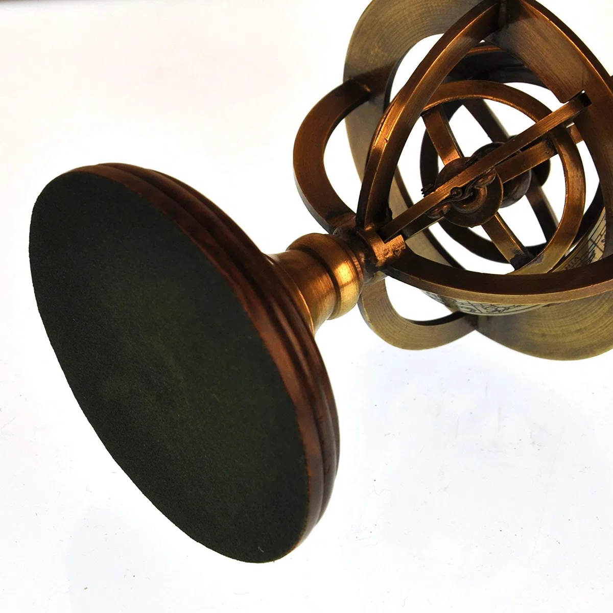 Ares India 5 Nautical Brass Armillary Sphere World Globe Rosewood Base Table Decor Gift