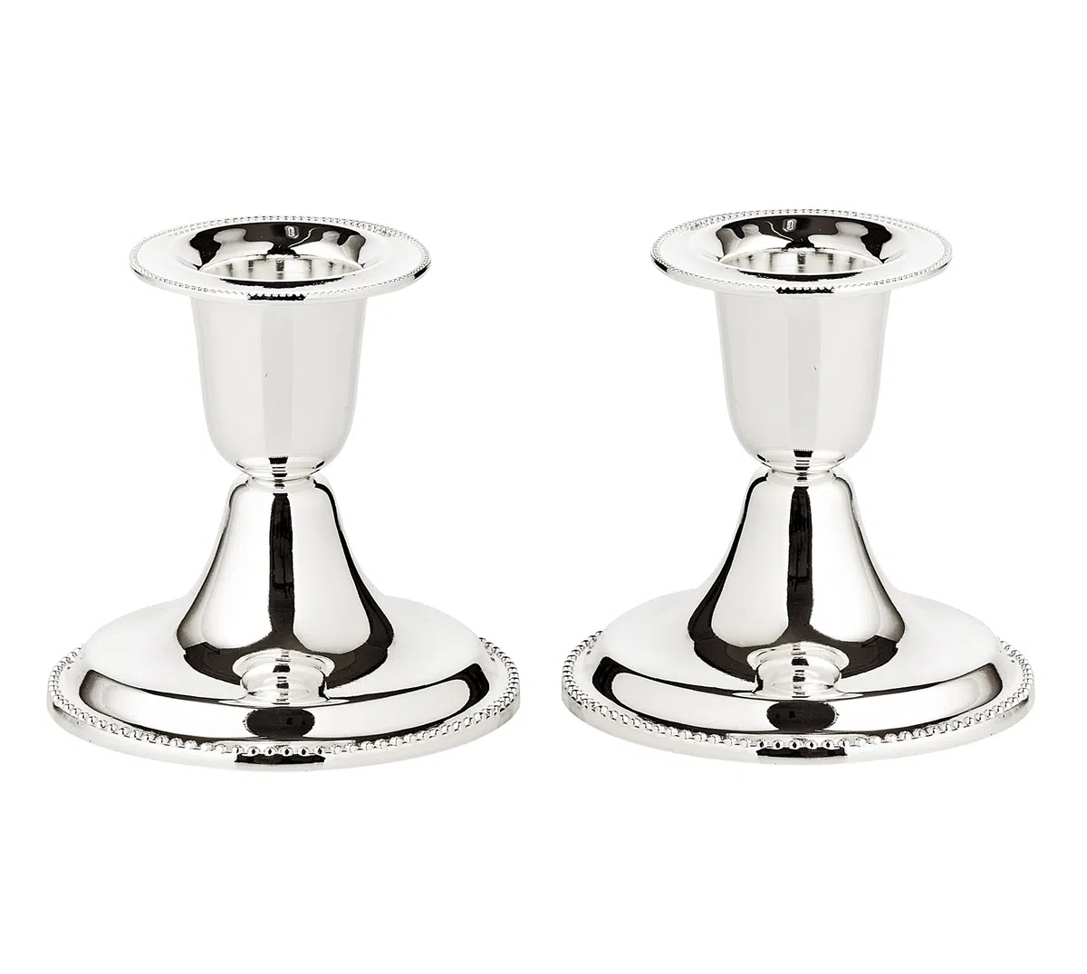 EDZARD Set di 2 portacandele con bordo in perla (h 7 cm) placcati in argento - Portacandele per la decorazione della tavola - Luce del vento, per candele a bastoncino, con protezione antitarlo