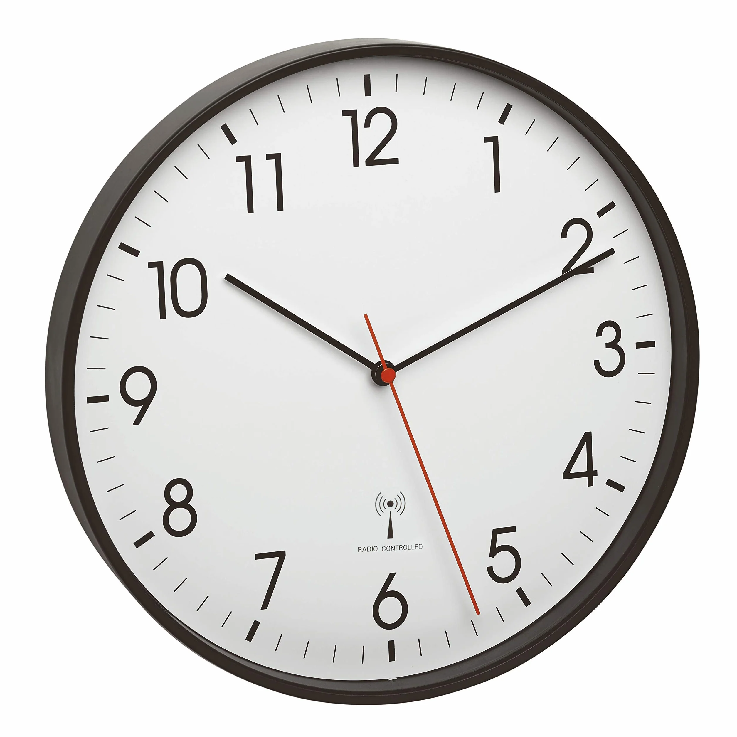 TFA Dostmann Orologio da parete analogico radiocomandato 60.3537.01 con struttura in metallo, plastica, nero