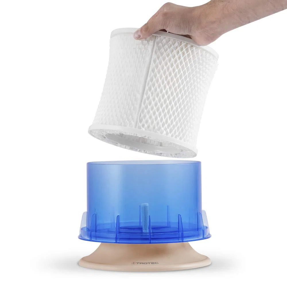 TROTEC Umidificatore B 24 E - umidificatore per ambienti grandi fino a 24 m² / 60 m³, serbatoio da 3 l, diffusore di aromi, modalità notturna, spegnimento automatico, rame