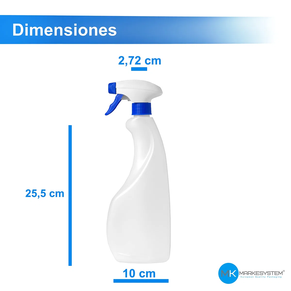 Flacone di plastica spray vuota da 750 ml (5 unità) Traslucido e riciclabile HPDE - casa e professionale - Pistola per prodotti chimici, liquidi, alcolici ecc.