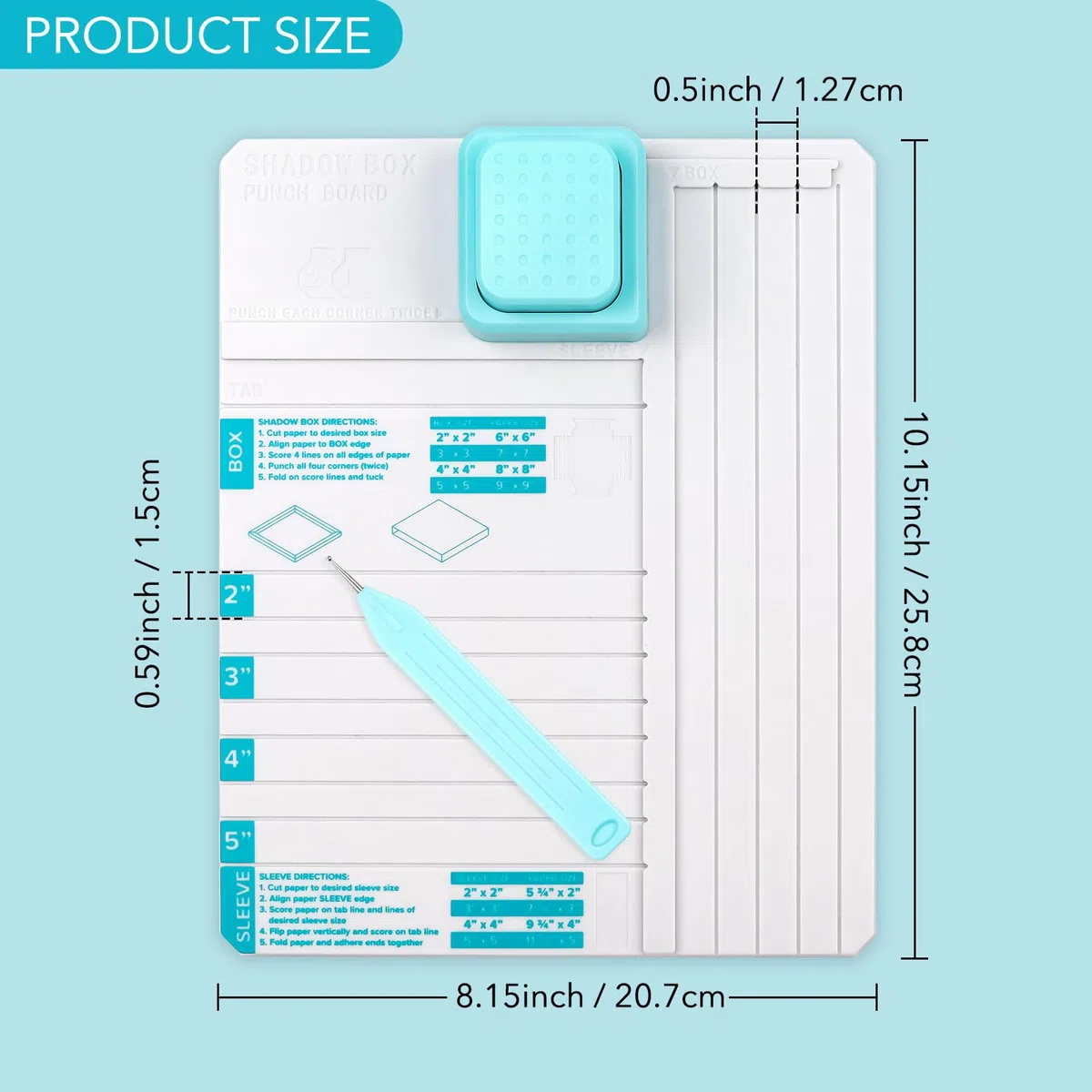 Shadow Box - Perforatrice per fai da te da 5,1 cm, 7,6 cm, 10,2 cm, 12,7 cm, scatole e maniche, con strumento di punteggio, per fai da te, scrapbooking, vacanze, biglietti di famiglia, foto e regali