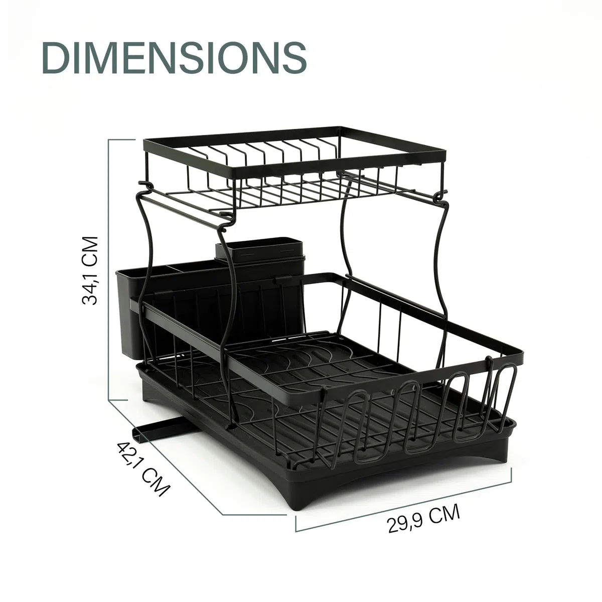 edihome, Scolapiatti da Appoggio, da Lavandino, da Lavello, Gocciolatoio, Scola Piatti, Acciaio Inox, Drying Rack, Ugello Antigoccia e di Drenaggio (2 livello)