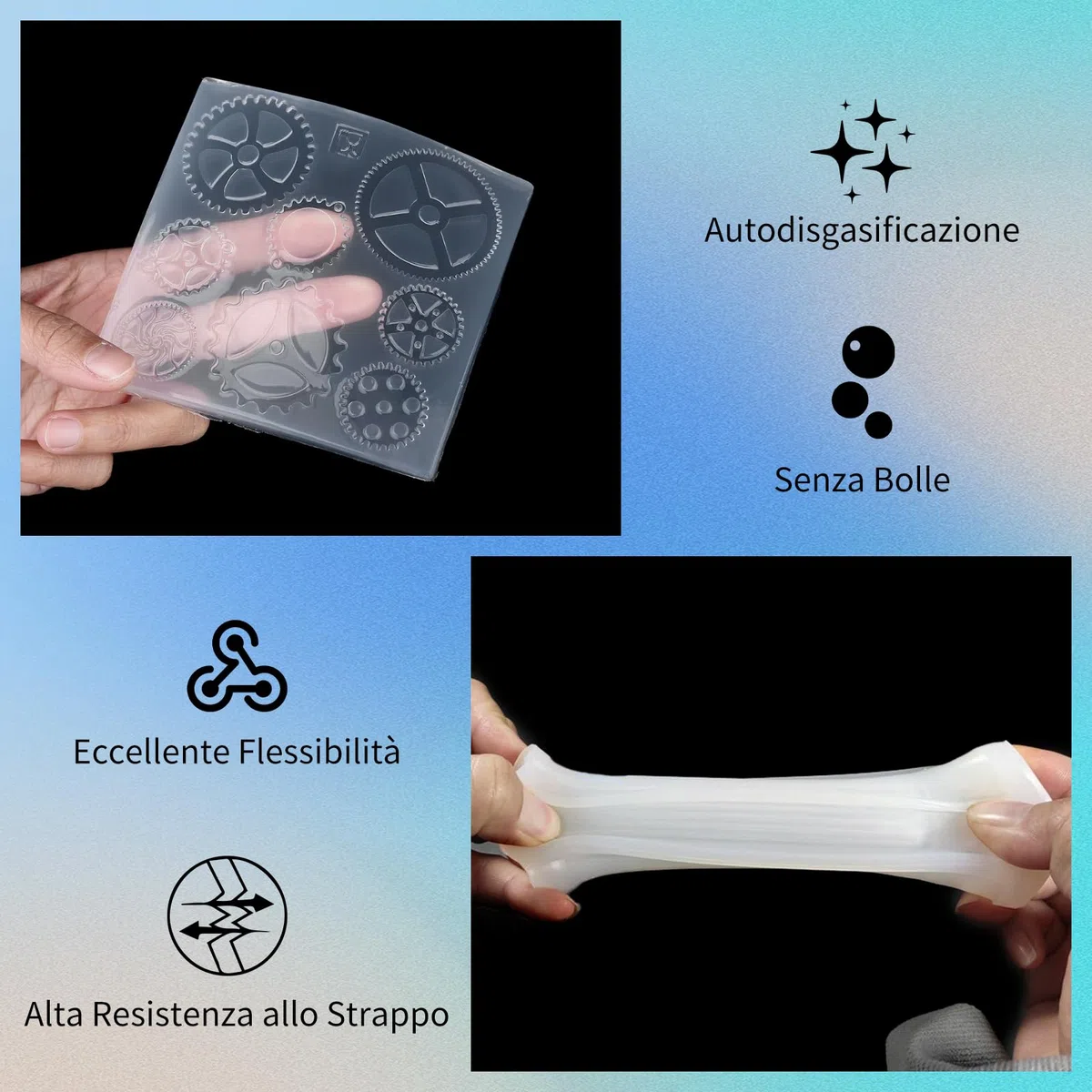 SIHOOPE Silicone per stampi - alimentare 20A - Silicone liquido trasparente (1:1), perfetto per stampi in resina DIY, cera, gesso e modellazione (1L)