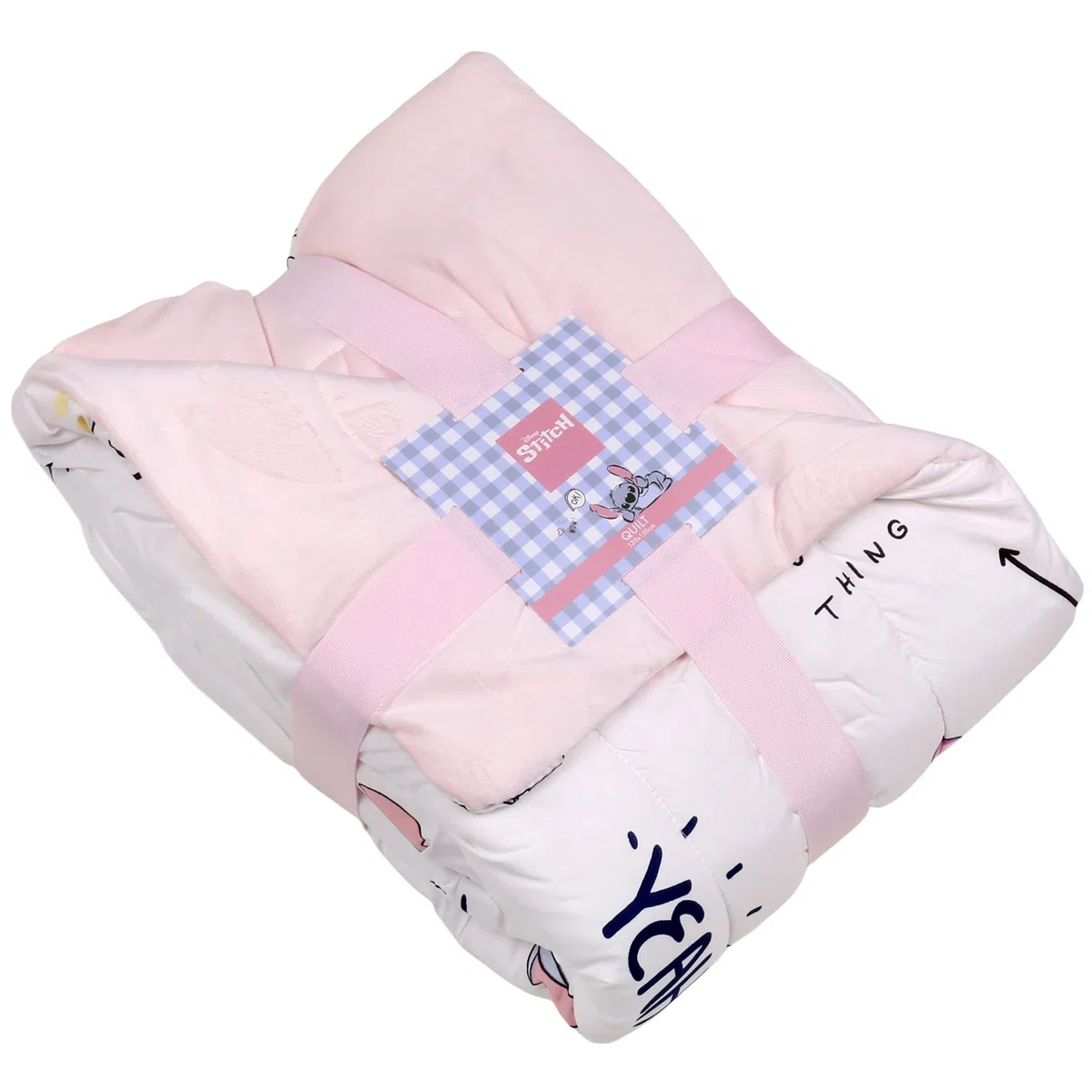 sarcia.eu Disney Stitch e Angel Piumoncino per Bambina, Trapunta di Colore Bianco-Rosa 120x150cm Oeko-Tex