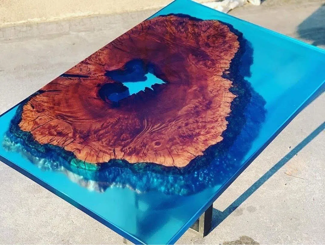 Resin Pro® 160 GR - 128 KG Resina epossidica Colore Cristallo Turchese Per legno + Tavolo Fiume + Fai da te + Creazioni artistiche (1.6)