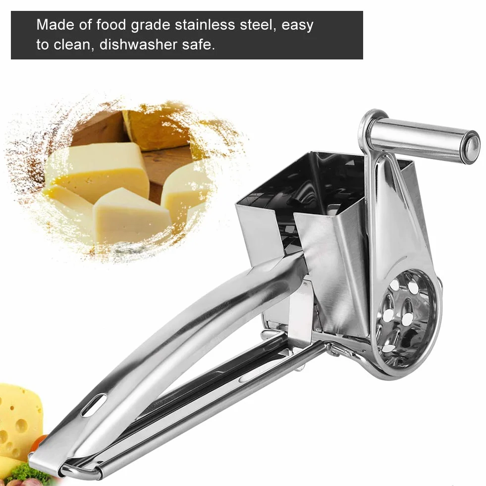 Grattugia per Formaggio a Manovella in Acciaio Inossidabile per Grattugiare, Grattugiare e Affettare, Ideale per gli Appassionati di Lavabile in Lavastoviglie, 3 Tamburi