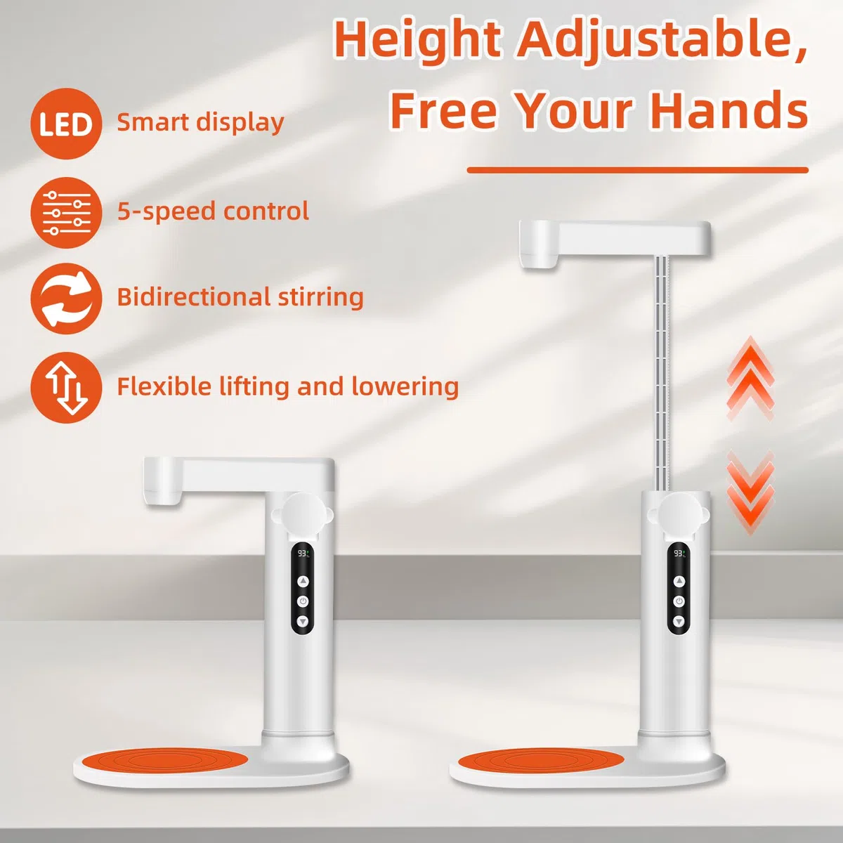 Miscelatore Resina Agitatore Elettrico per Resina con Supporto e 2 Pallet di agitazione 5 Velocità Altezza Regolabile Schermo LCD per Resina e Silicone
