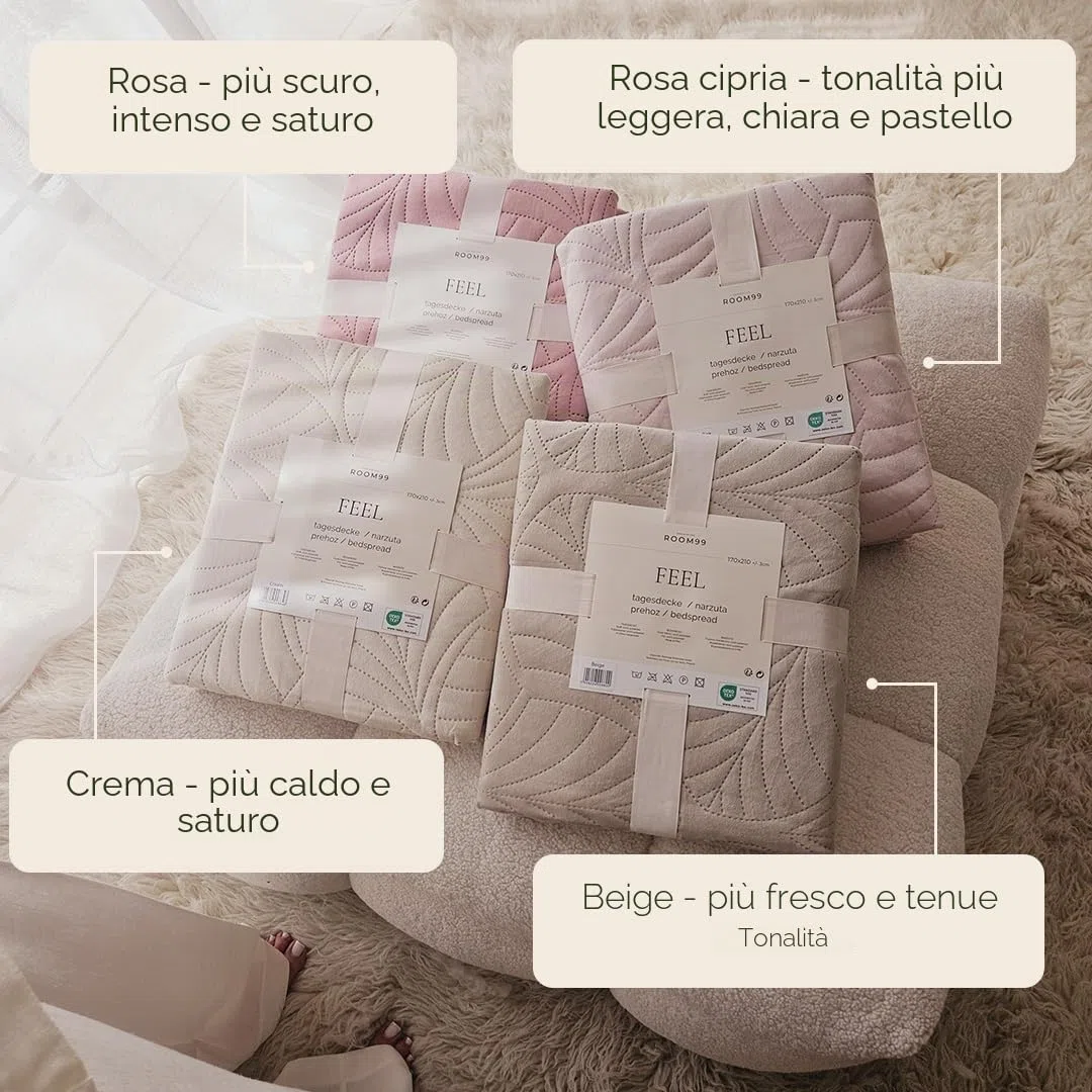 ROOM99 Feel Elegante copriletto in crema, 200 x 220 cm, versatile come copriletto o copridivano, coperta per letto e divano, trapunta stile ideale come bedspread velluto
