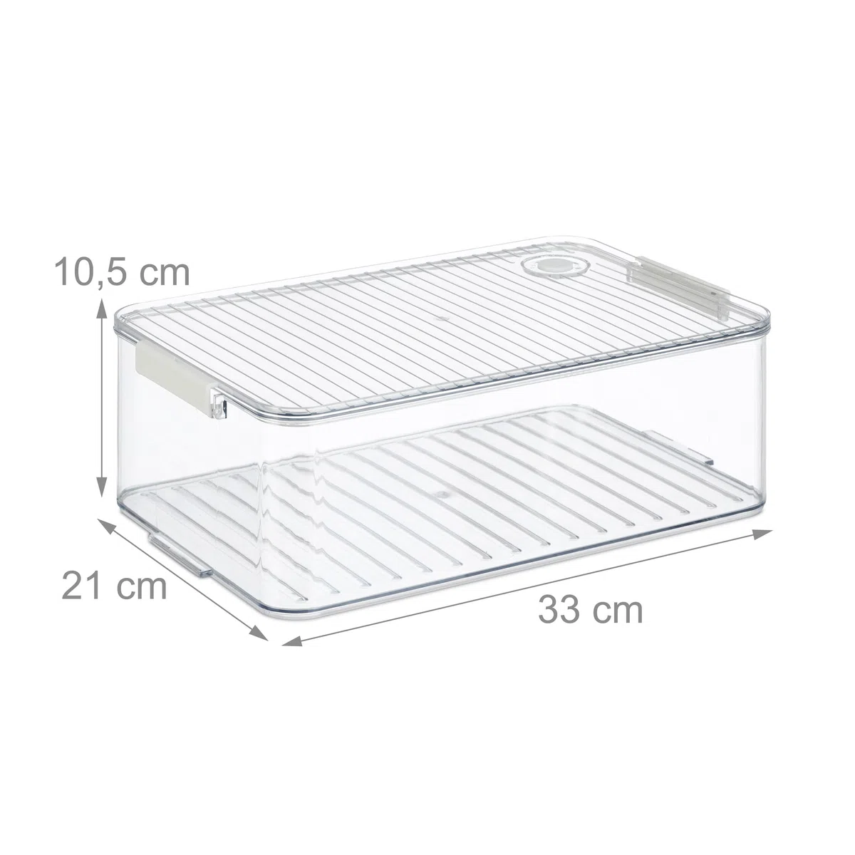 Relaxdays Contenitori per Frigo con Coperchio, Set da 2, Impilabile, Box per Frutta e Verdura, Salvaspazio, Trasparente