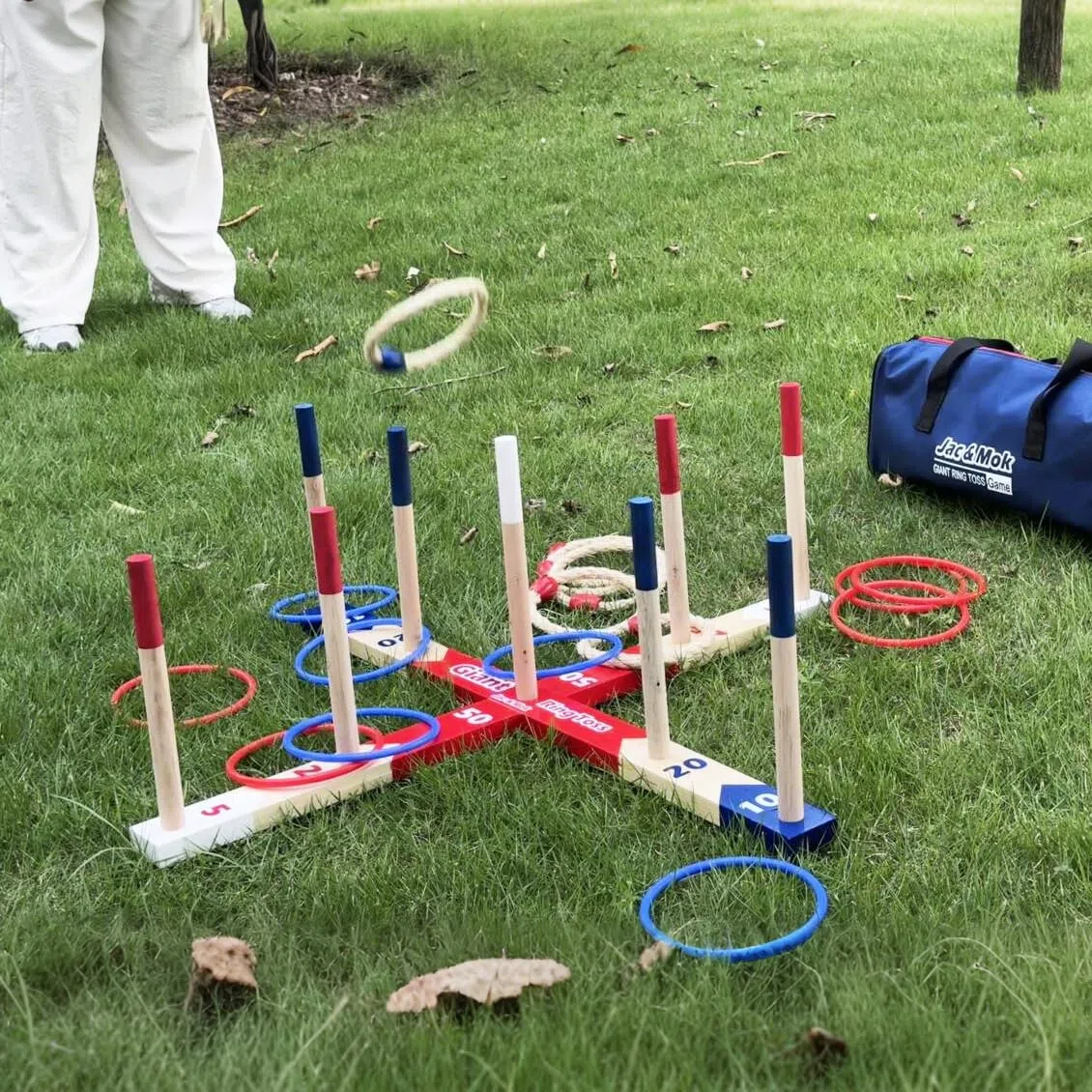 Gioco di lancio ad anelli con anello Toss Game in legno, gioco con borsa per il trasporto