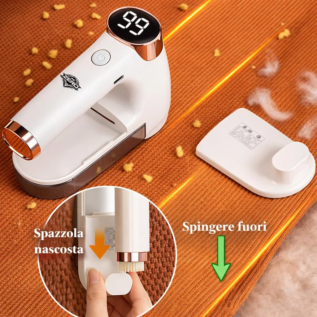 FC ZERO Levapelucchi Elettrico Ricaricabile USB con 6 Lame in Acciaio Inox, 3 Velocità, Contenitore 300ML, Rimuovi Pelucchi per Maglioni, Cappotti, Divani e Tessuti, Batteria 1200mAh, Spazzola Pulizia