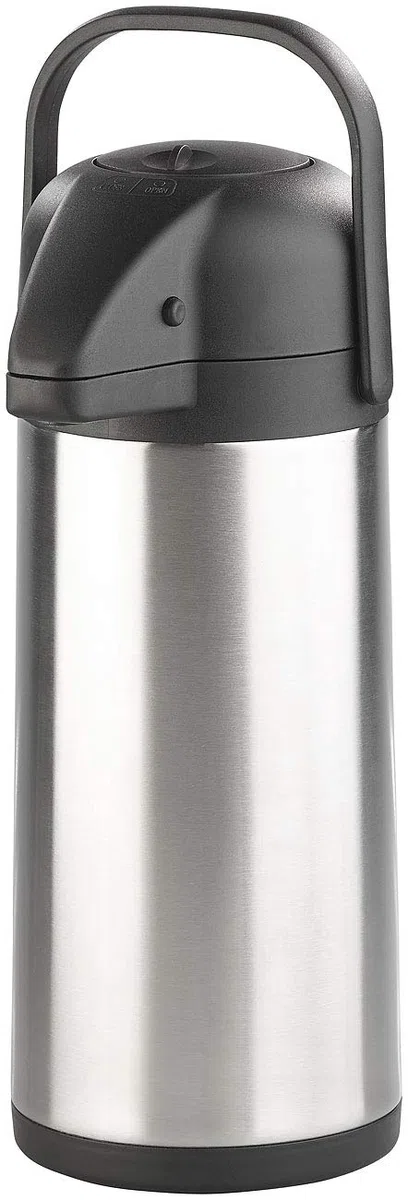 Rosenstein & Söhne Caraffe per bevande calde - canna di pompaggio 3 litri: Doppia parete Bollitore a vuoto, Sistema di pompaggio, acciaio inossidabile, 3 litri (distributore caffè 3)