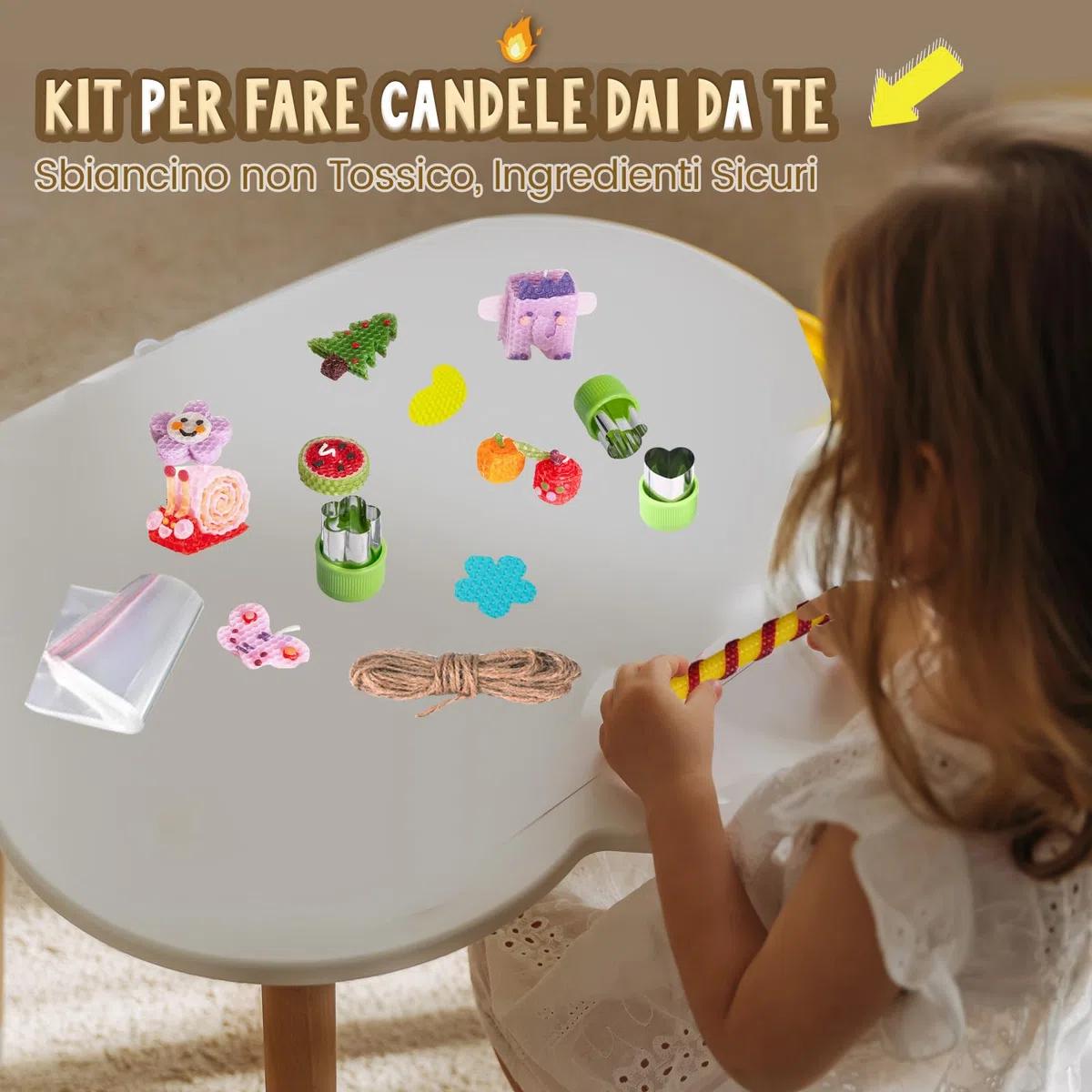 BuzzoXerex Fogli di Cera D'api, 24 Pezzi Lastre di Cera per Candele (20x 20cm), Kit Candele Fai Da Te con 6 Stampi, Kit per la Creazione di Candele in Cera D'api per Adulti e Bambini (Colorato-24-2)