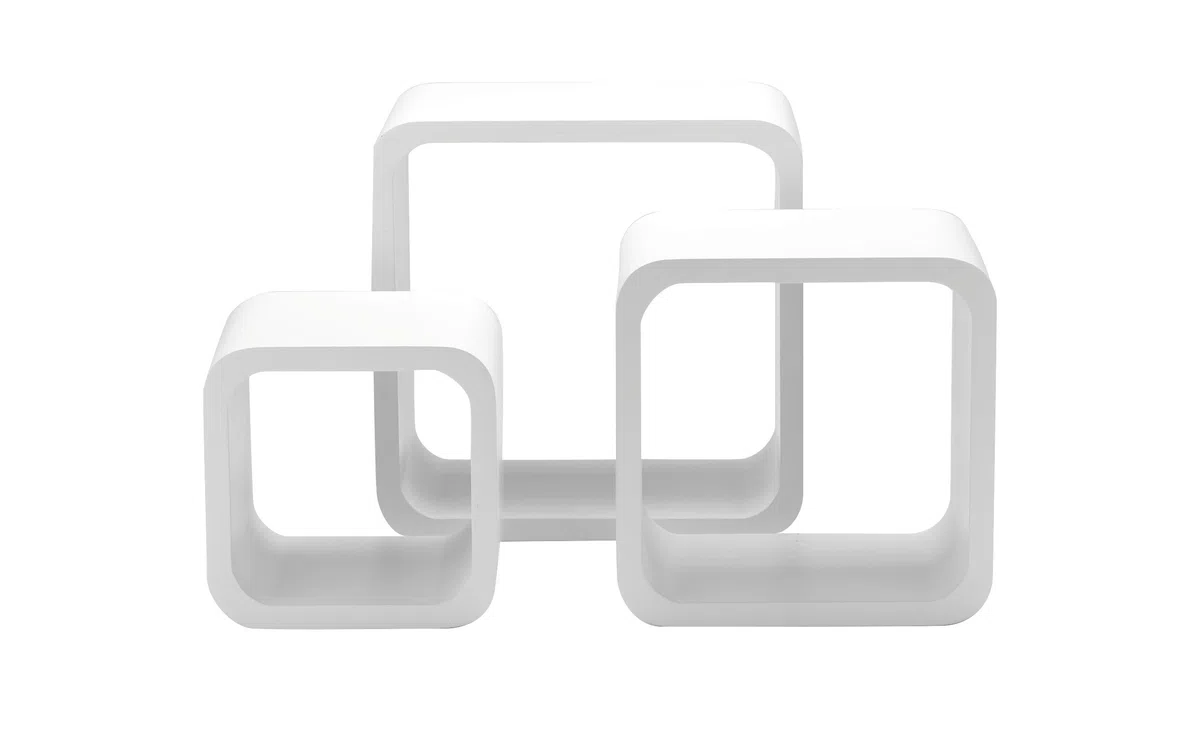 King Collection King Home M1106014/B Set 3 Pezzi Mensola Quadra Stondata, Bianco