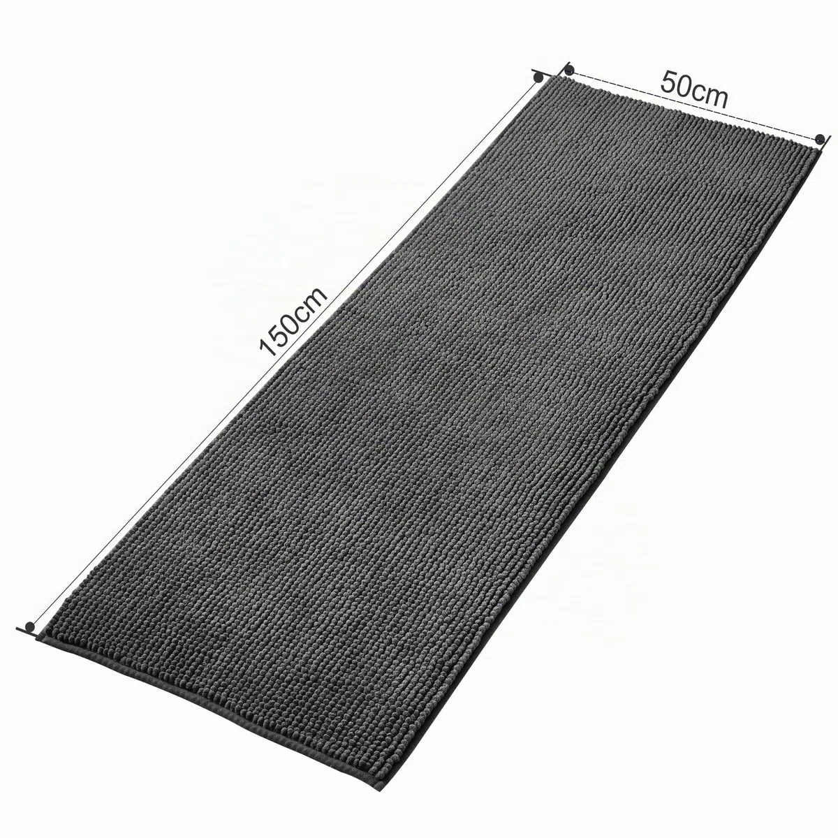 Decomira Tappeto Bagno Antiscivolo in Ciniglia | Tappetino bagno super assorbente, lavabile in lavatrice | Per il bagno, la doccia, la vasca da bagno o come tappetino WC | Antracite - 50x150 cm