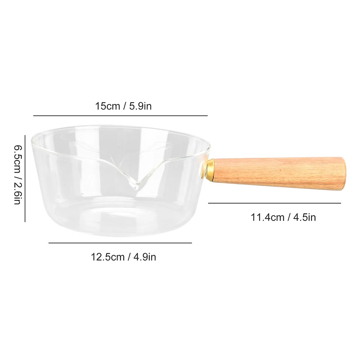 pentola per il latte con manico in legno, fornello da cucina con scaldaburro MINI adatto per pentolino induzione noodles per insalata di latte caldo(600ML)