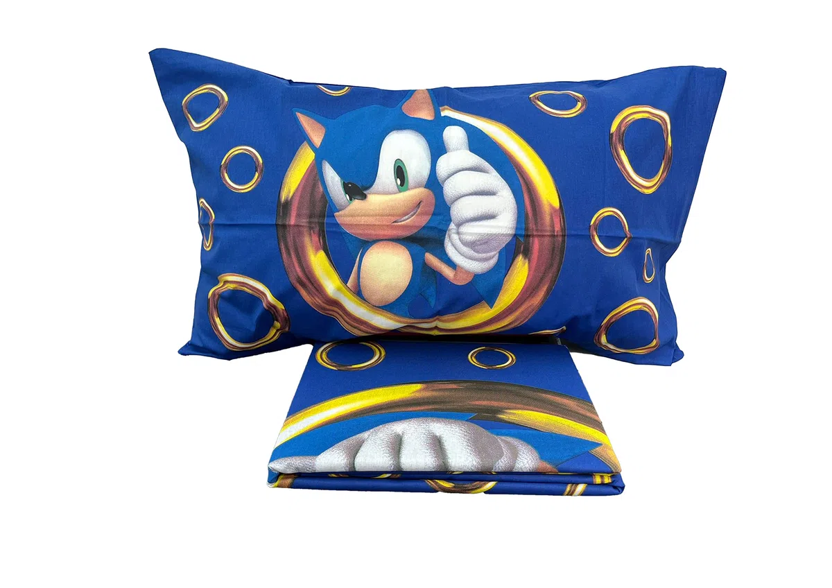 hermet Sonic, Sacco Copripiumino Singolo, Copripiumino Singolo Cotone, Parure Copripiumino con Federa, 100% Cotone, Prodotto Ufficiale