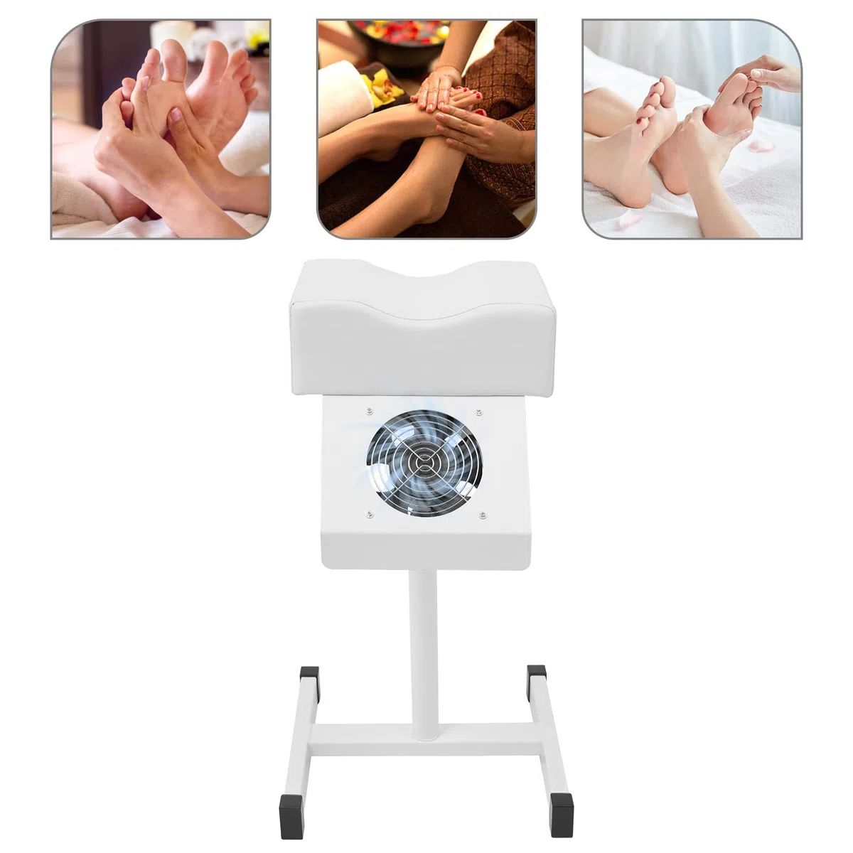 Panca per unghie con aspirapolvere, salone di bellezza, poggiapiedi, pedicure, altezza regolabile 48-68 cm, poggiapiedi per manicure (bianco)