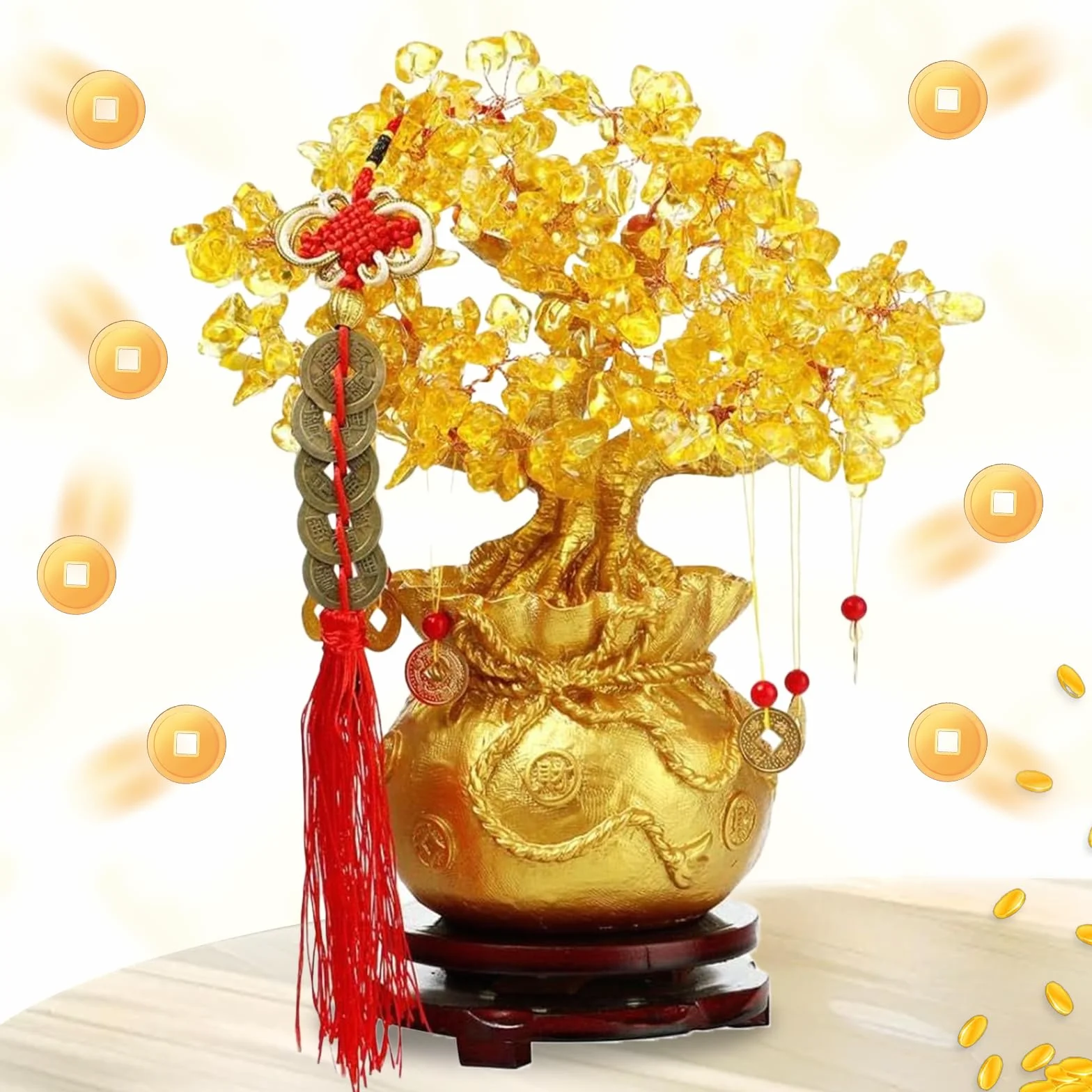 Albero dei Soldi Bonsai Feng Shui, Albero Fortunato D'oro, Albero dei Soldi Feng Shui, per la Casa, l'ufficio, la Decorazione del Negozio