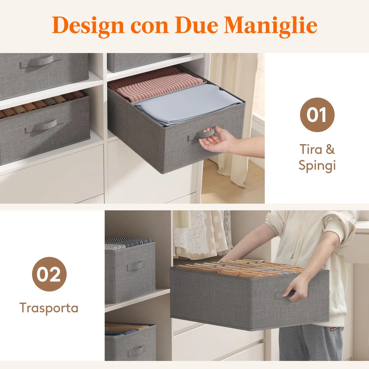Lifewit Organizer Armadio, Cassetti per Armadio Interno Pieghevoli, Contenitori per Armadio Salvaspazio con Divisorio Rimovibile, Scatole per Armadio Rigide, 40L (50 x 40 x 20 cm), Set di 4
