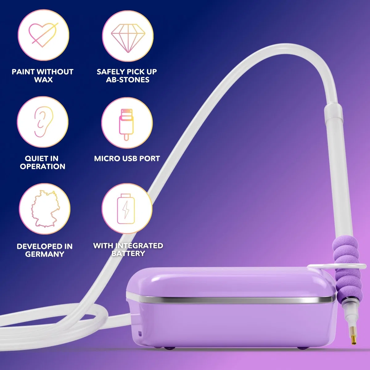 Picmondoo E Painter Penna per Pittura con Diamanti con Batteria e USB-C, Penna Elettrica per Diamond Painting, Pompa a Vuoto Silenziosa, Accessorio Epainter per l'Inserimento di Pietre AB senza Cera