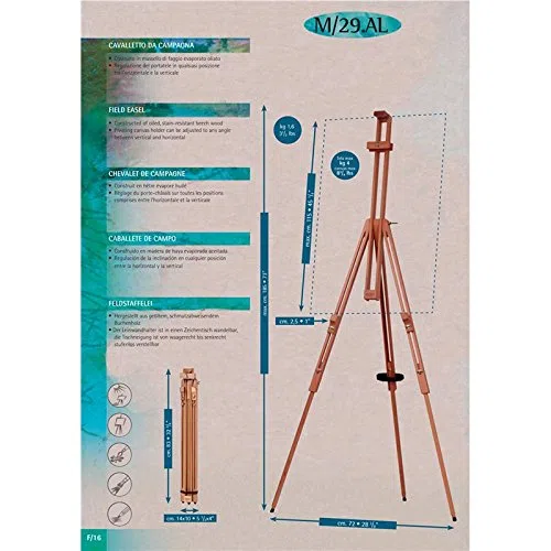 Cavalletto in Legno Italiano, resistente e regolabile in verticale e orizzontale per PITTURA in Esterno o Interno o per ESPOSIZIONE