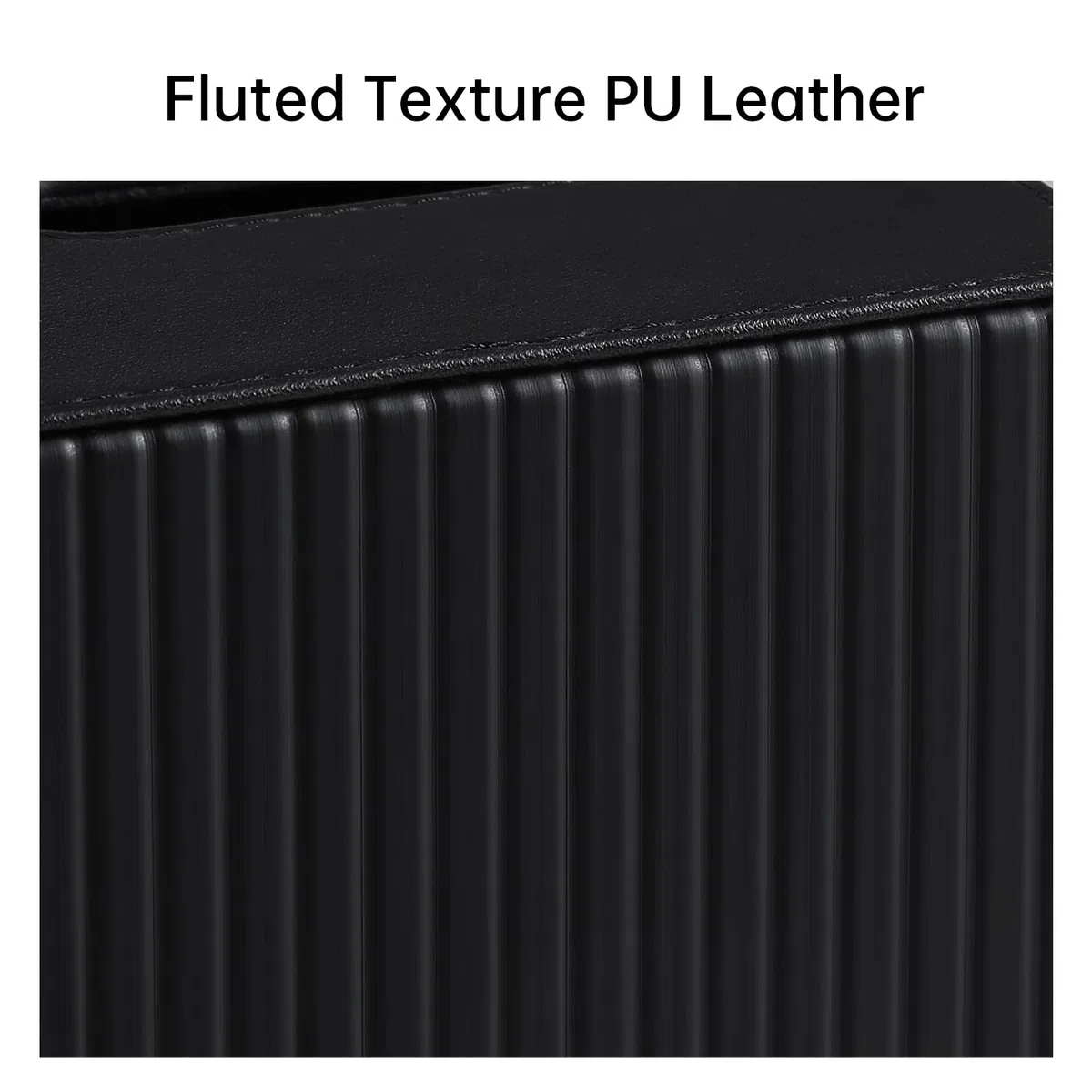 Scatola porta fazzoletti elegante in pelle PU quadrata con fondo magnetico per bagno, camera da letto o ufficio (striscia nera)