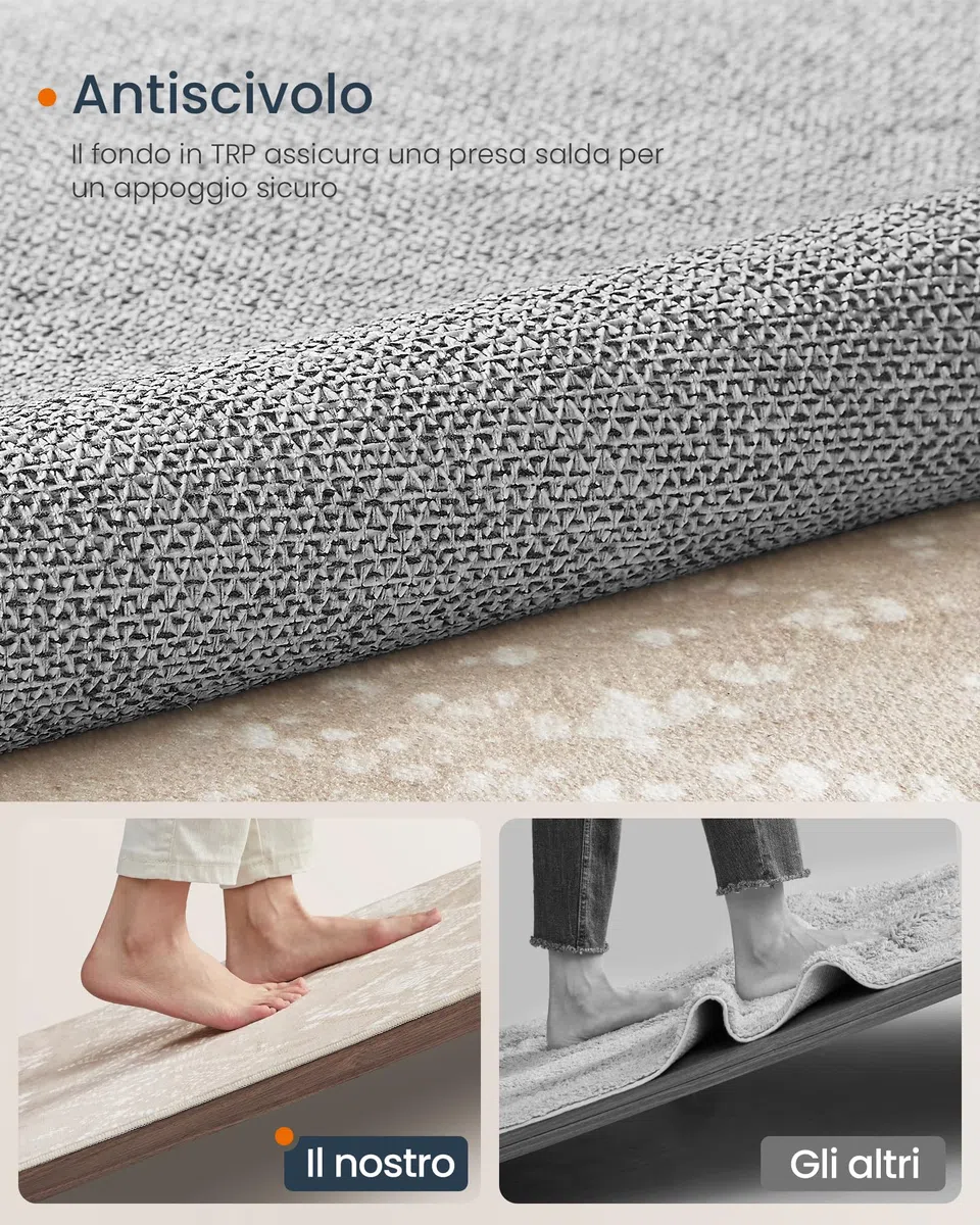 SONGMICS HOME Tappeto per Soggiorno, 120 x 170 cm Tappeto Salotto Antiscivolo, per Soggiorno Camera da Letto Cameretta, Lavabile in Lavatrice, Stile Boho, Beige Cappuccino TAR027K01V1