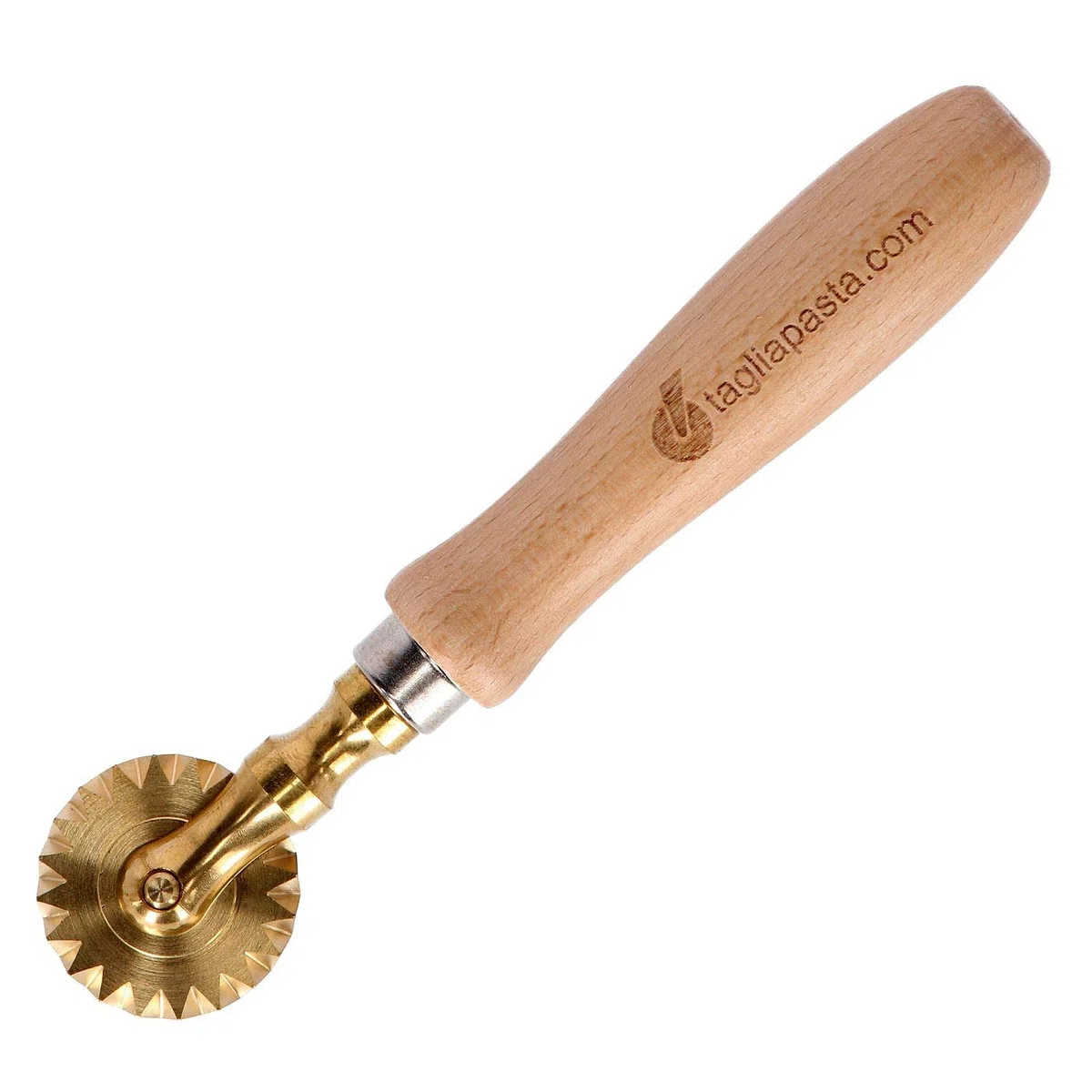 Rotella Tagliapasta,Taglia Pasta Sfoglia Fresca, Tortellini, Ravioli - Diametro 38 mm in Ottone con Impugnatura in Legno