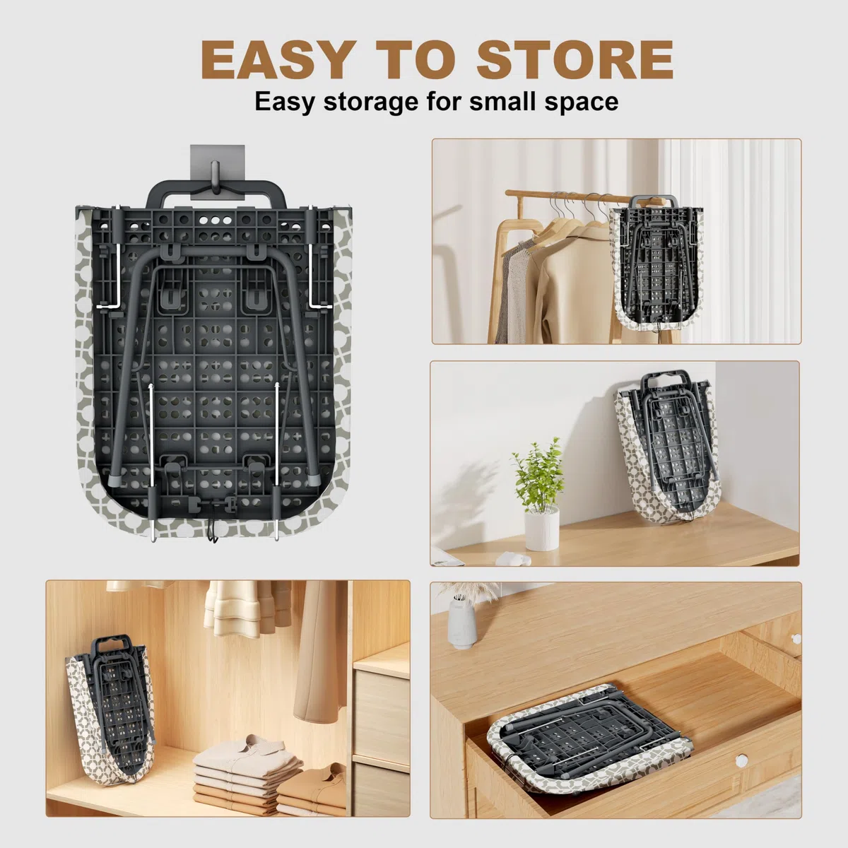 Assi da Stiro Piccolo Pieghevole Salvaspazio Portatile Professionale con Telaio (Grigio)