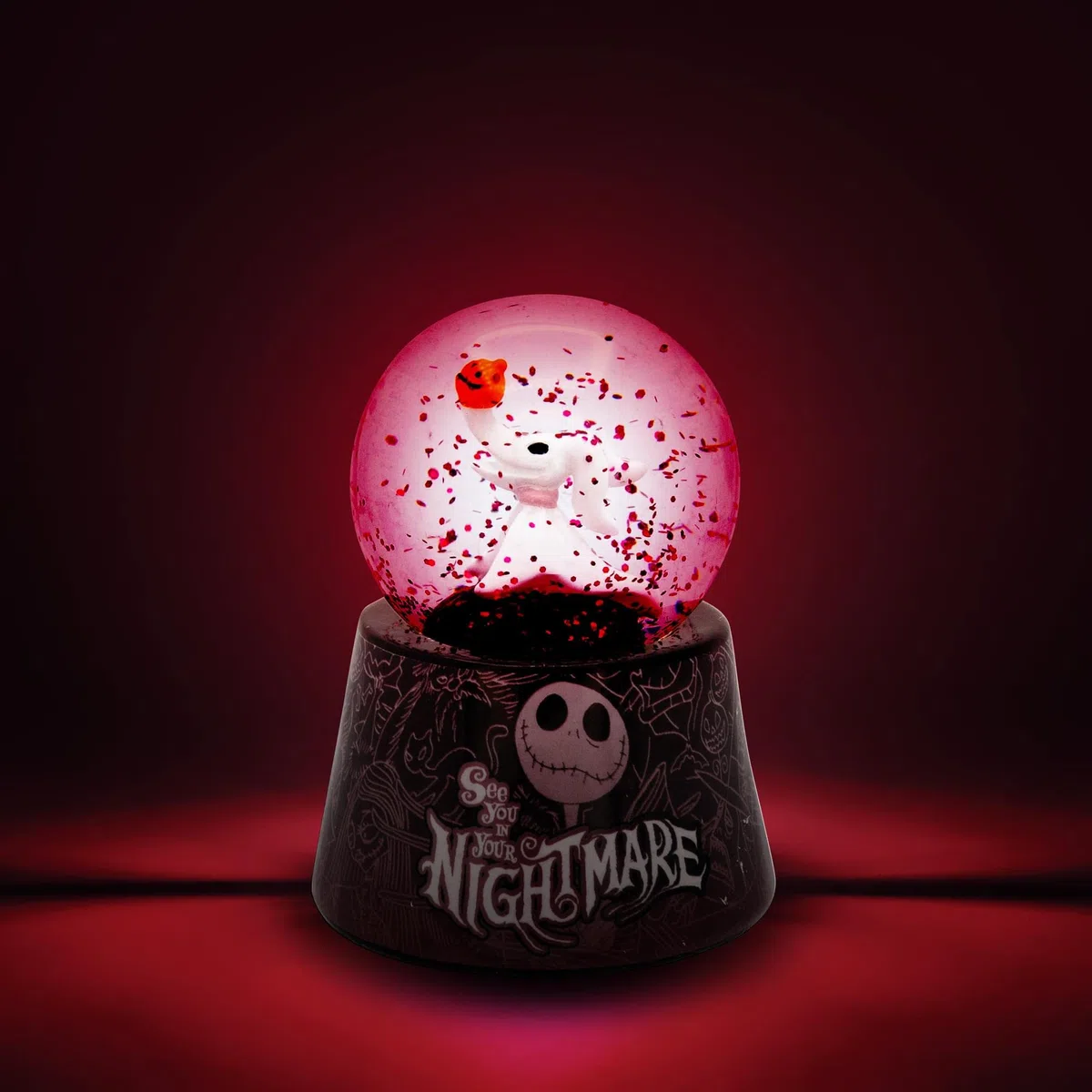 Disney The Nightmare Before Christmas Zero - Mini palloncino da neve illuminato da 3 pollici glitterato per adulti