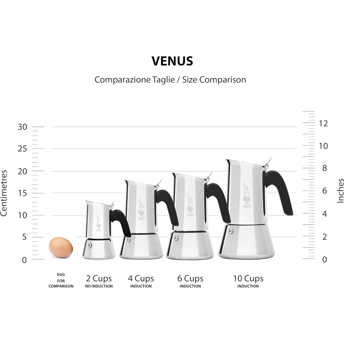 Bialetti Venus Caffettiera in Acciaio Inox, Adatta all'Induzione, Inossidabile, Argento, 4 Tazze