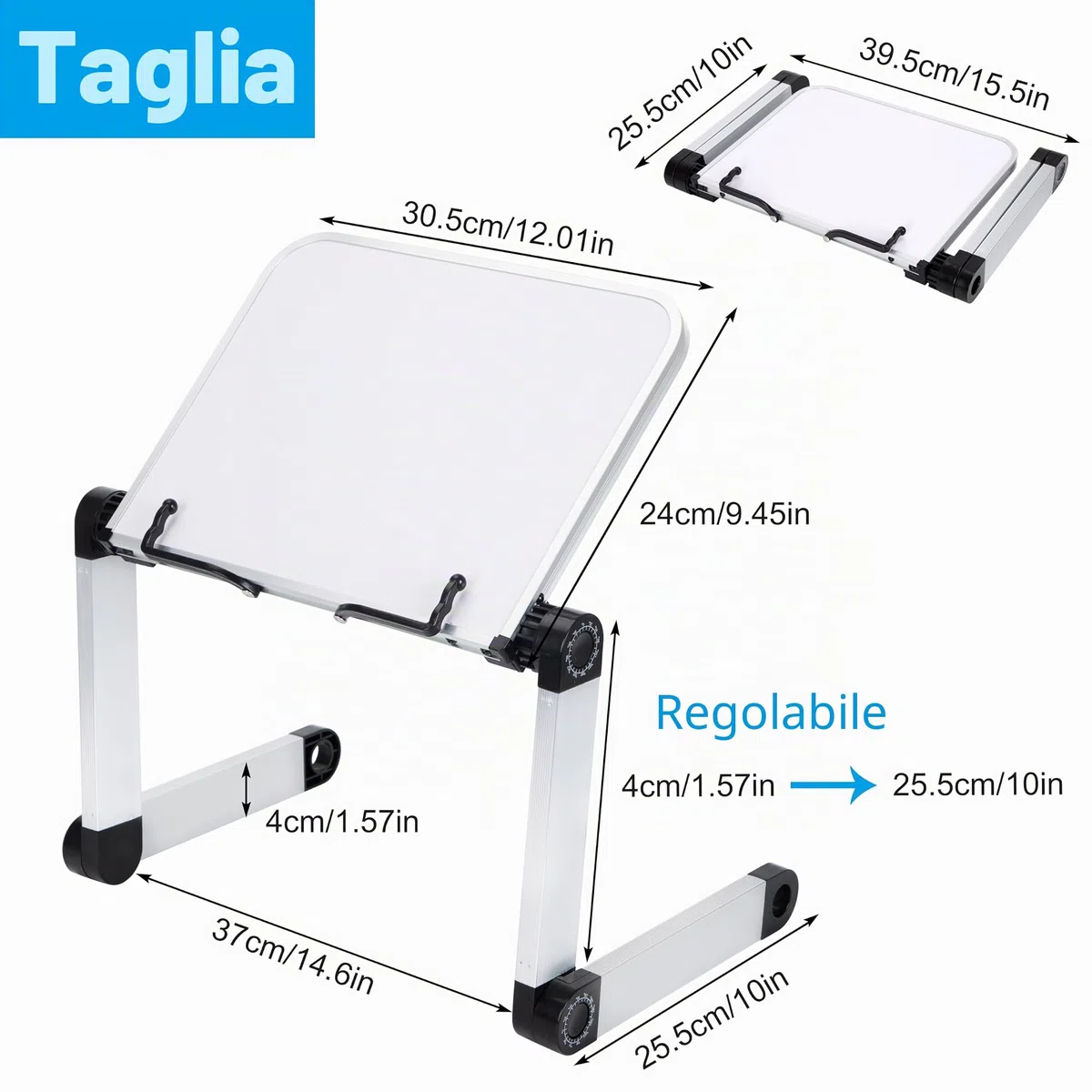 Supporto per Libri da Tavolo Leggio Libri Regolabile da Cucina Scrivania con Clip Ergonomico per libri di Grandi Dimensioni Testo, Musica, Ricetta, Tablet, Ricetta e laptop iPad