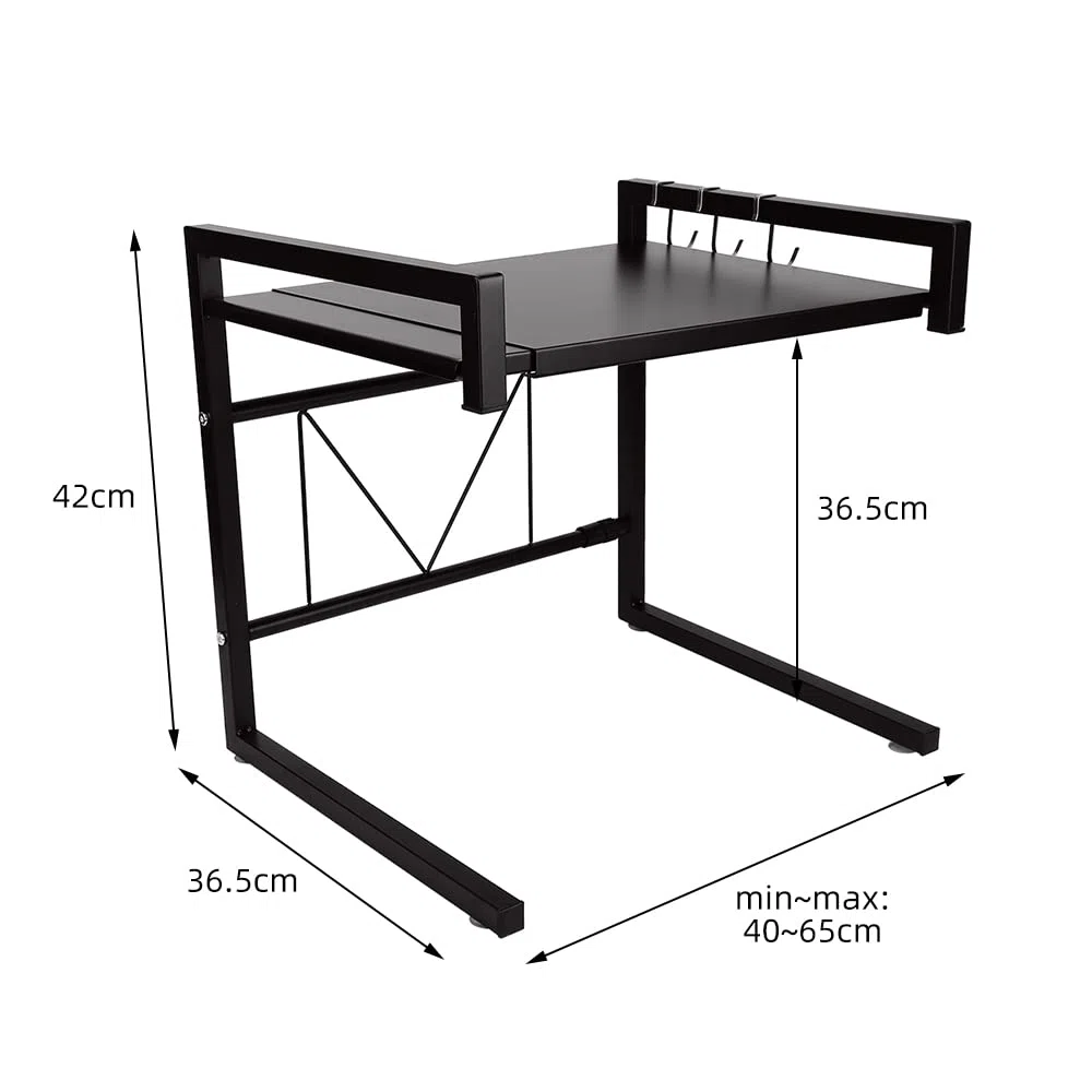 LANTUS Mensola Microonde Allungabile Forno a Supporto,Scaffale per Forno a Microonde Cucina della Griglia del Forno Salvaspazio (42 cm (40-65 cm) - nero)