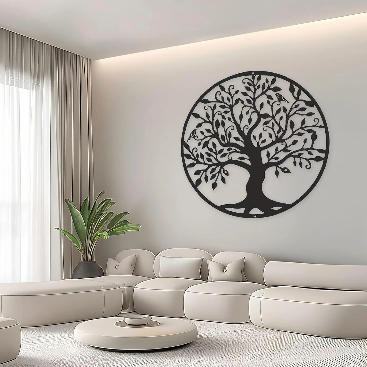 RPixc Albero della vita grande decorazione in metallo 60 cm, appeso logo adatto per ufficio, camera da letto, soggiorno