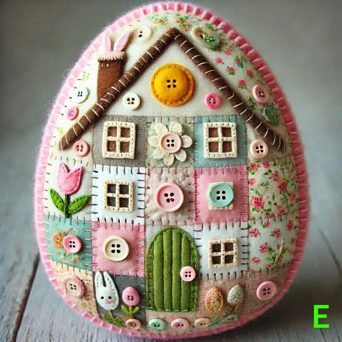 Generico Patchwork Felt Egg House DIY Kit, DIY Patchwork Felt Egg House Chick Craft Kit, Handmade Embroidered Easter (B+D)