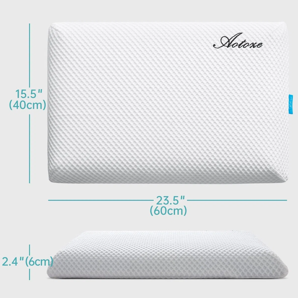 Cuscino Basso Memory Foam per Dormire | Guanciale Letto Piatto e Sottile (60 x 40 x 6 cm)