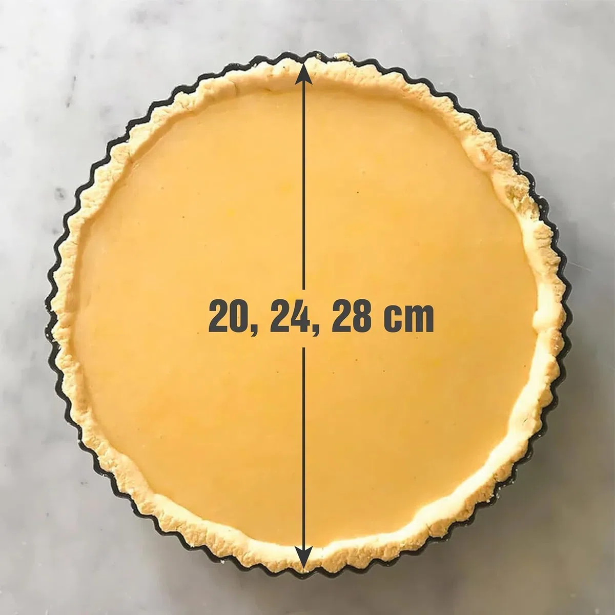MGE - Set 3 Stampo Crostata - Teglia per Quiche e Crostata Alto - Stampo Crostata Furba con Fondo Removibile Antiaderente- Teglia Rotonda da Forno - Stampo Quiche Torte - 20, 24, 28 cm