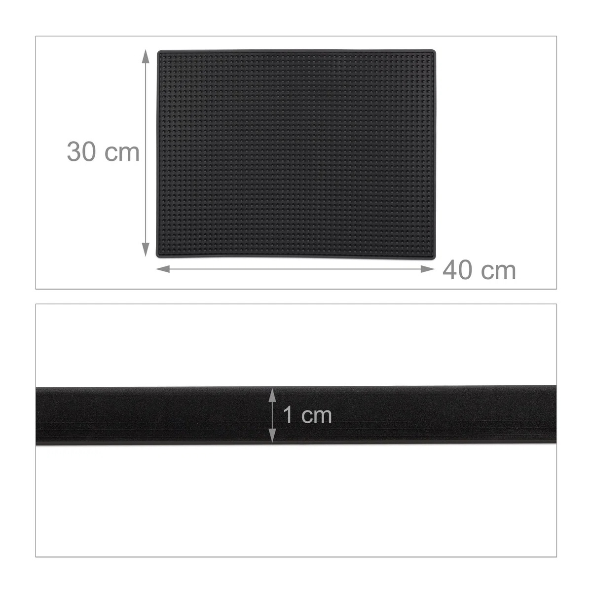 Relaxdays Tappetino Scolapiatti, Set 2, Tappeto per Lavello Cucina, Bar Mat 40x30 cm, Cola Piatti e Bicchieri, PVC, Nero