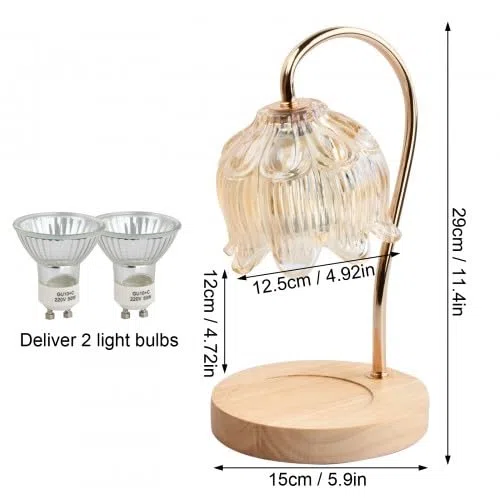 Jinlaili Lampada a candela riscaldante, lampada a candela regolabile per candele aromatiche, fonditore di candele, lampada a candela con timer 2h/4h/8h, con 2 lampadine, decorazione regalo per la casa