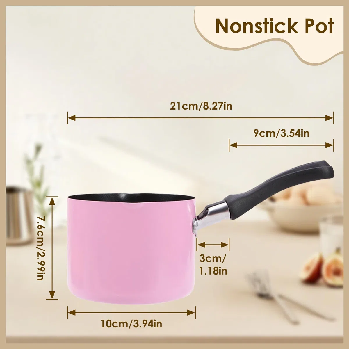 Buachois Mini Pentola Per Zuppa, Pentola Per Il Latte, Pentola Per Il Latte Resistente A Bastoni E Scottature, Pentola Compatibile Con Piani Cottura Anche A Calore Con Doppio (Rosa)