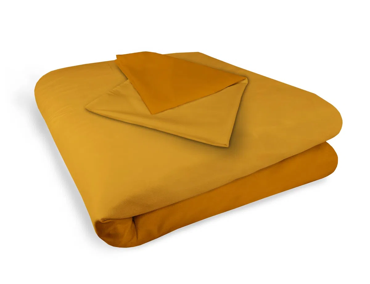 Banzaii Set Copripiumino Bicolor 100% Microfibra con Federe Double Face Matrimoniale 250x200 cm Giallo/Oro