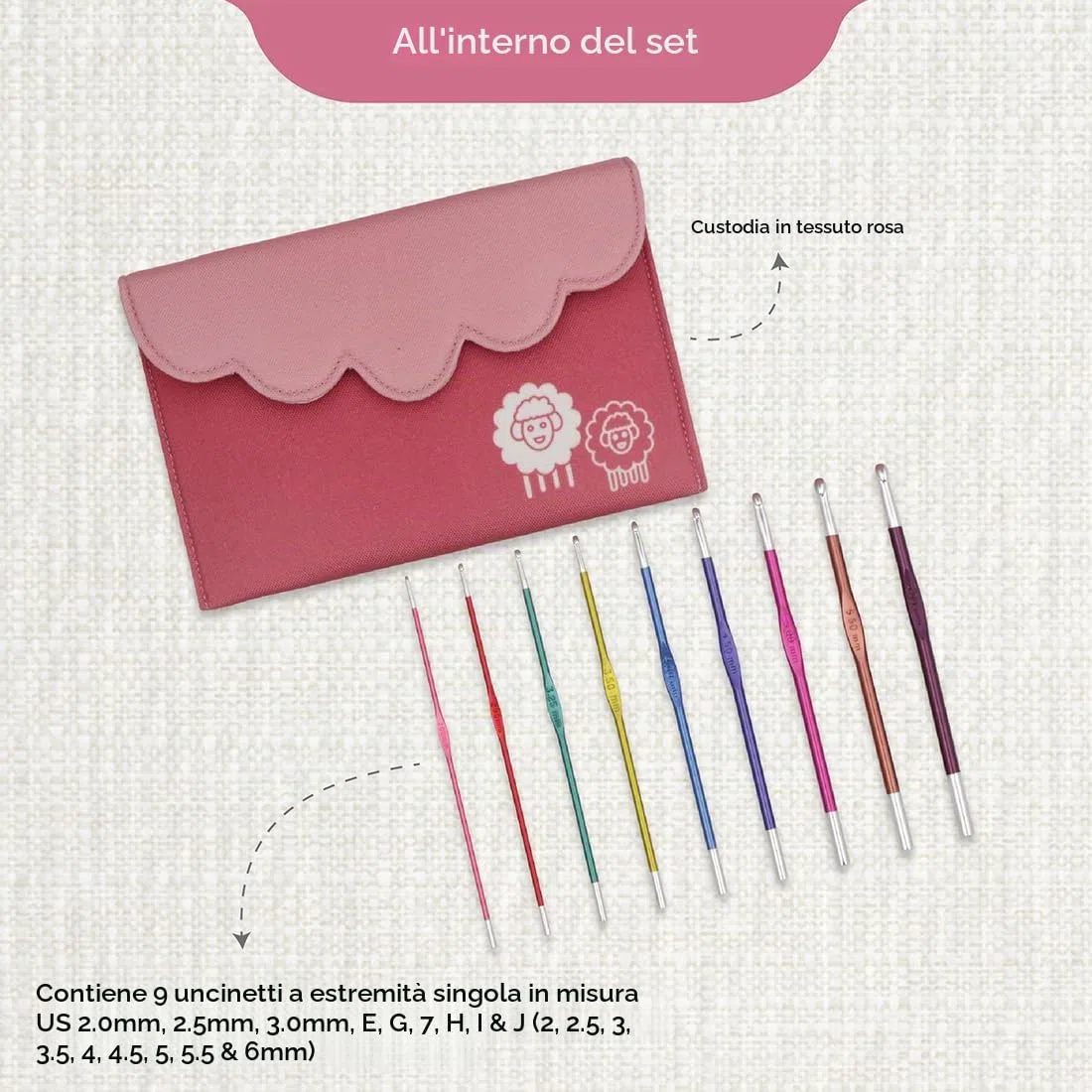 Set di uncinetti KnitPro, Zing Single-end in alluminio, 2.00-6.00mm