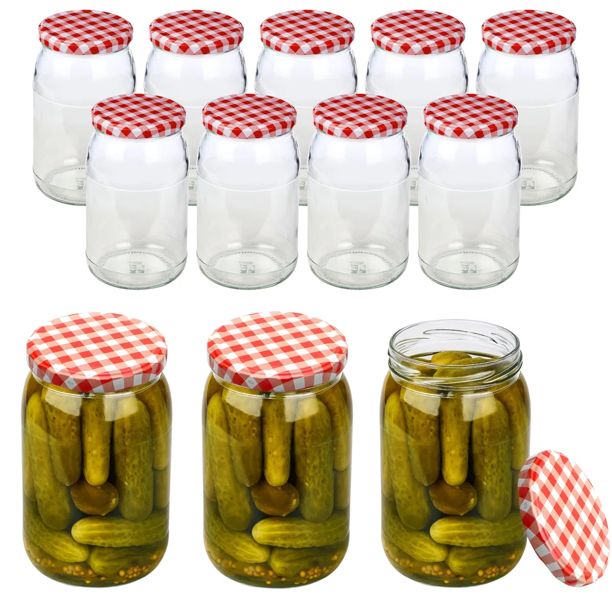12 vasetti da 900 ml con coperchio a vite ed etichette