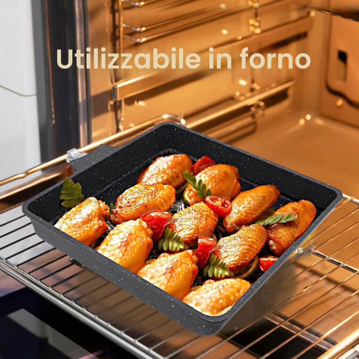 AIKENBBKK Tamagoyaki, padella grande per Omlette giapponese, antiaderente con manico rimovibile, 23 x 21 cm, resistente al forno (nero)