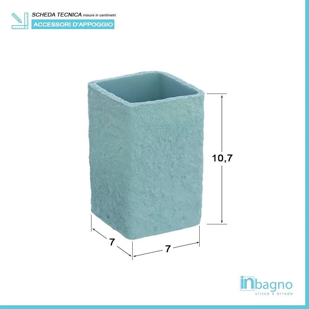 Inbagno Set 4 Accessori Bagno in Resina, con Dispenser per Sapone, Portaspazzolini, Portasaponetta e Portascopino